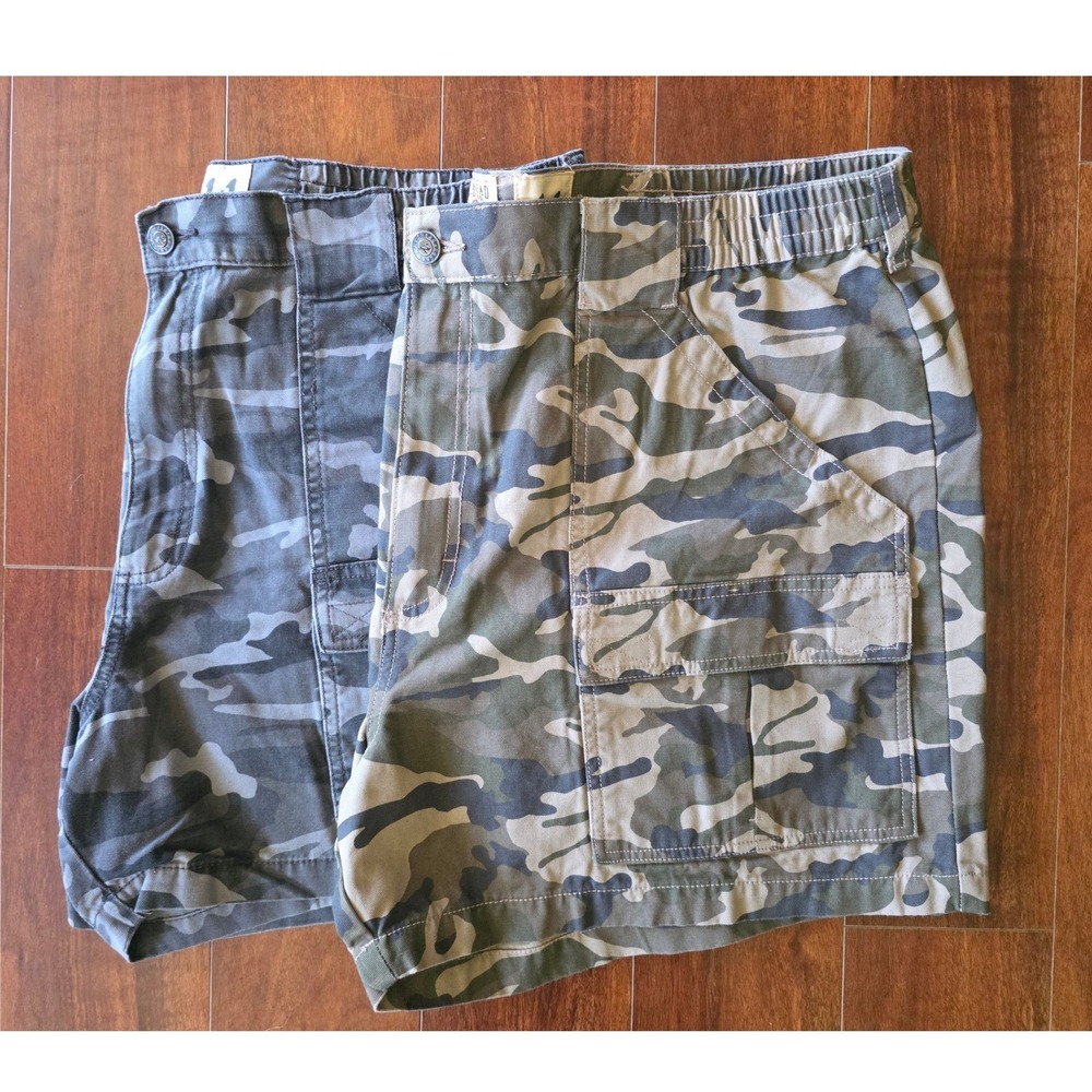 RedHead Brand Co Mens Camo Cargo Shorts Size 44 Grey Green Camouflage 2 Pack